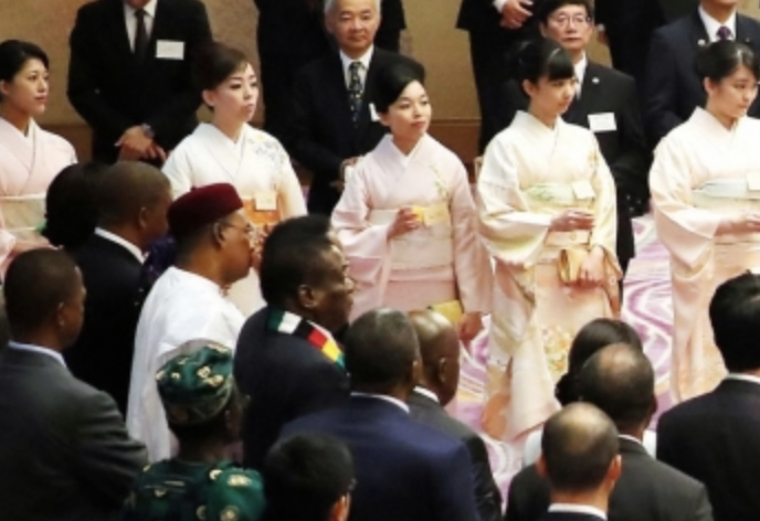 アフリカ各国の首脳夫妻らを招いた茶会